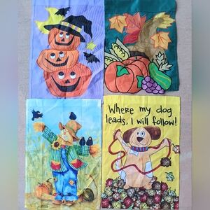 Fall AUTUMN Garden ART FLAGS DECOR Rain Or SHINE LOWES NEW Rare Retro